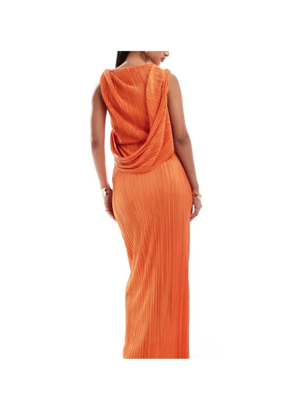 ASOS Plissé High‎ Neck Maxi Dress | 8 | Orange | Grecian Wedding Guest